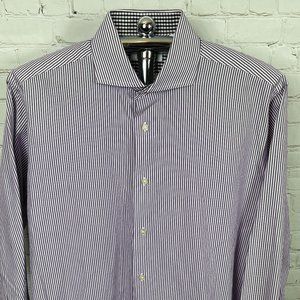 ISAAC MIZRAHI MEN'S FLIP CUFF SLIM FIT DRESS SHIRT SIZE 16 1/2